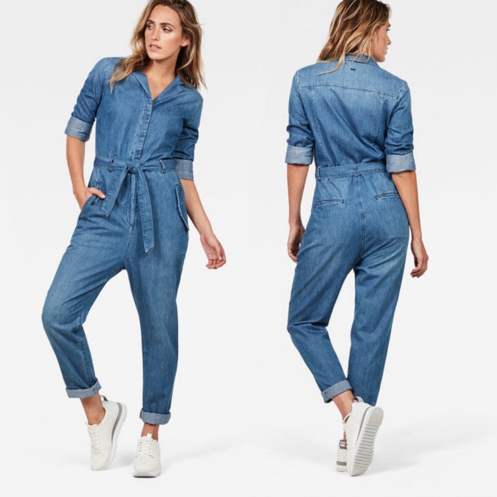 G-Star RAW Rovic Denim Jumpsuit Slim Medium Aged Long Sleeve Romper One Piece